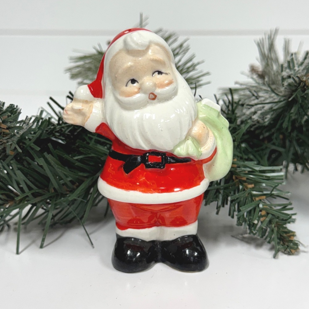 Vintage Ceramic Santa Claus Shaker With Toy Sack Made in Japan
